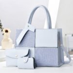 Premium 3-Piece Women’s Handbag Set - Stylish Textured Tote Bag, Matching Clutch & Card Holder (Beige) - Image 2