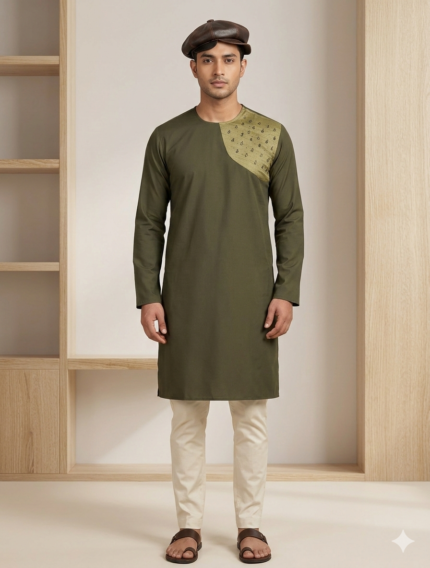 Men's Olive Green Panjabi